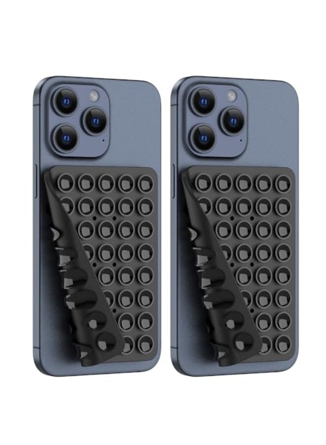 NIBEMINENT 2PACK Silicone Double Sided Suction Phone Case Mount, Detachable Hands Free & Strong Grip Holder for Selfies & Videos, Compatible iPhone Android (Black, 2Pack 40 Suction Cups)  - Image 1