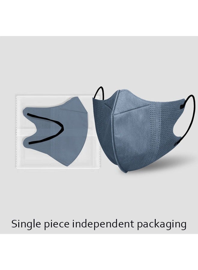 20 Pcs 3D Disposable Face Mask Unisex Adult's 3-Ply Melt Blown Filter Face Mask With Elastic Ear Loop - Blue - Image 2