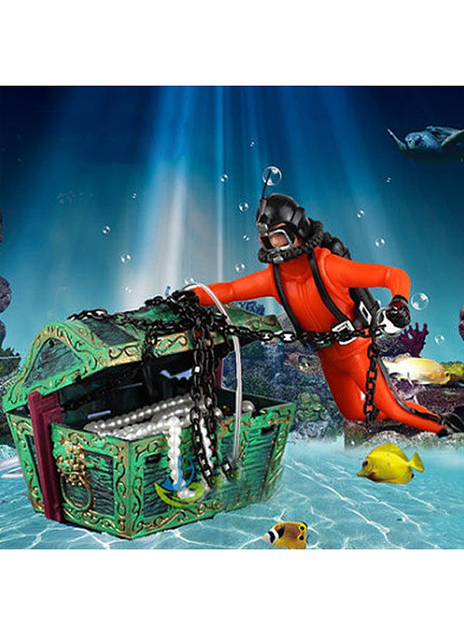 Generic - Aquarium Floating Diver Ornament Aquarium Decoration with Moving Treasure box Floating Diver Bubble Action - Image 1