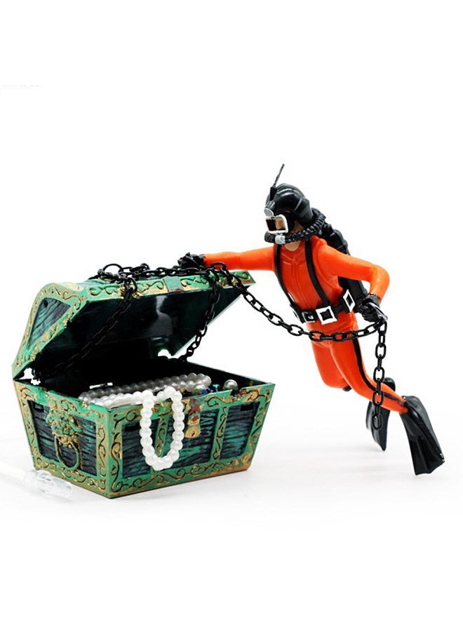 Generic - Aquarium Floating Diver Ornament Aquarium Decoration with Moving Treasure box Floating Diver Bubble Action - Image 1