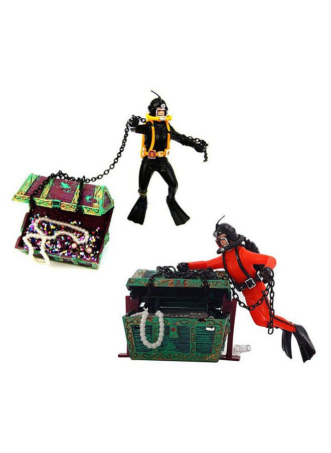 Generic - Aquarium Floating Diver Ornament Aquarium Decoration with Moving Treasure box Floating Diver Bubble Action - Image 1