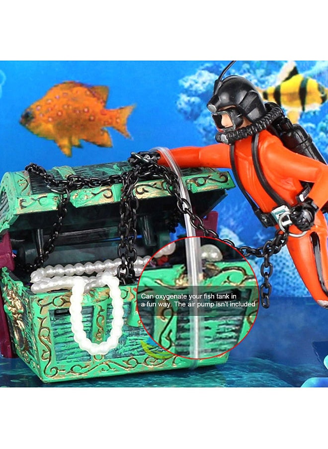 Generic - Aquarium Floating Diver Ornament Aquarium Decoration with Moving Treasure box Floating Diver Bubble Action - Image 1