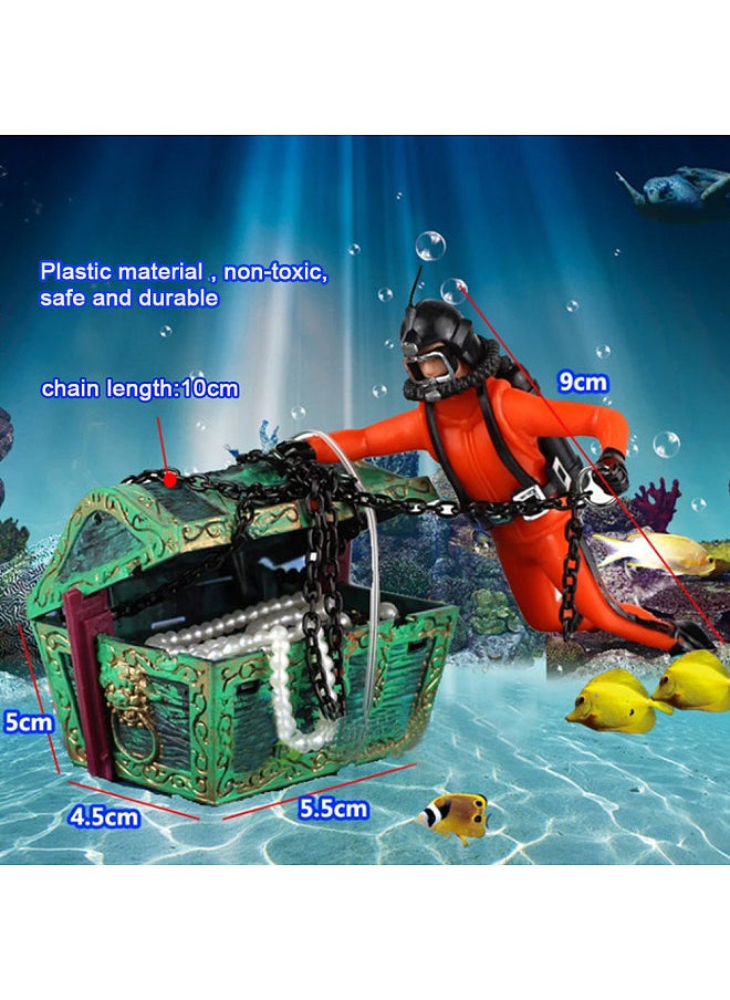 Generic - Aquarium Floating Diver Ornament Aquarium Decoration with Moving Treasure box Floating Diver Bubble Action - Image 1