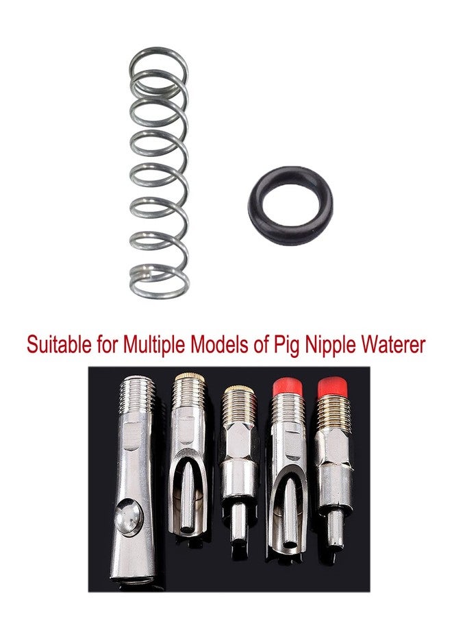 TorSor 10 Sets Pig Water Nipples Spring Replacement with O-Ring Seals Gasket Hog Waterer Nipple Springs Parts for Pig Nipples Water Feeder Barrel Sows Hogs Piglets Automatic Piggy Waterer Drinker - Image 3