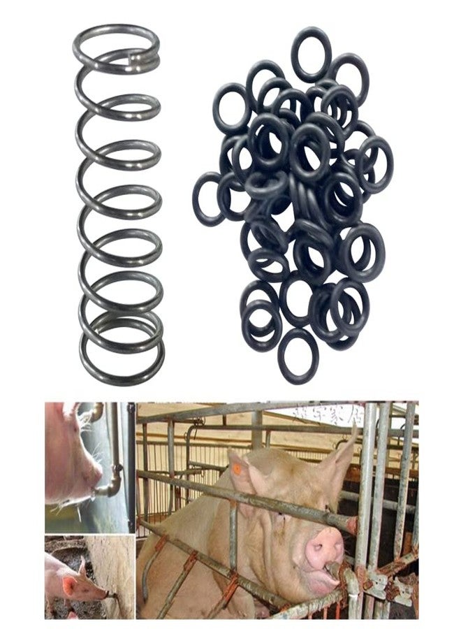 TorSor 10 Sets Pig Water Nipples Spring Replacement with O-Ring Seals Gasket Hog Waterer Nipple Springs Parts for Pig Nipples Water Feeder Barrel Sows Hogs Piglets Automatic Piggy Waterer Drinker - Image 5