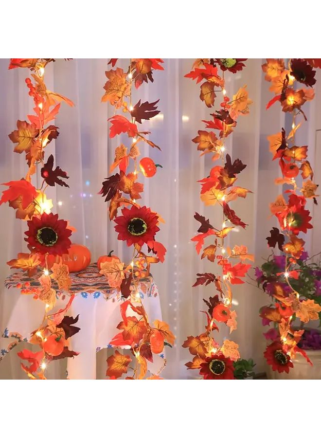 أضواء القيقب الجاف الوتريات بأوراق الشجر الدافئة البيضاء متعددة الألوان المتغيرة للإضاءة لحفلات عيد الشكر وعيد الميلاد والخريف - Image 2