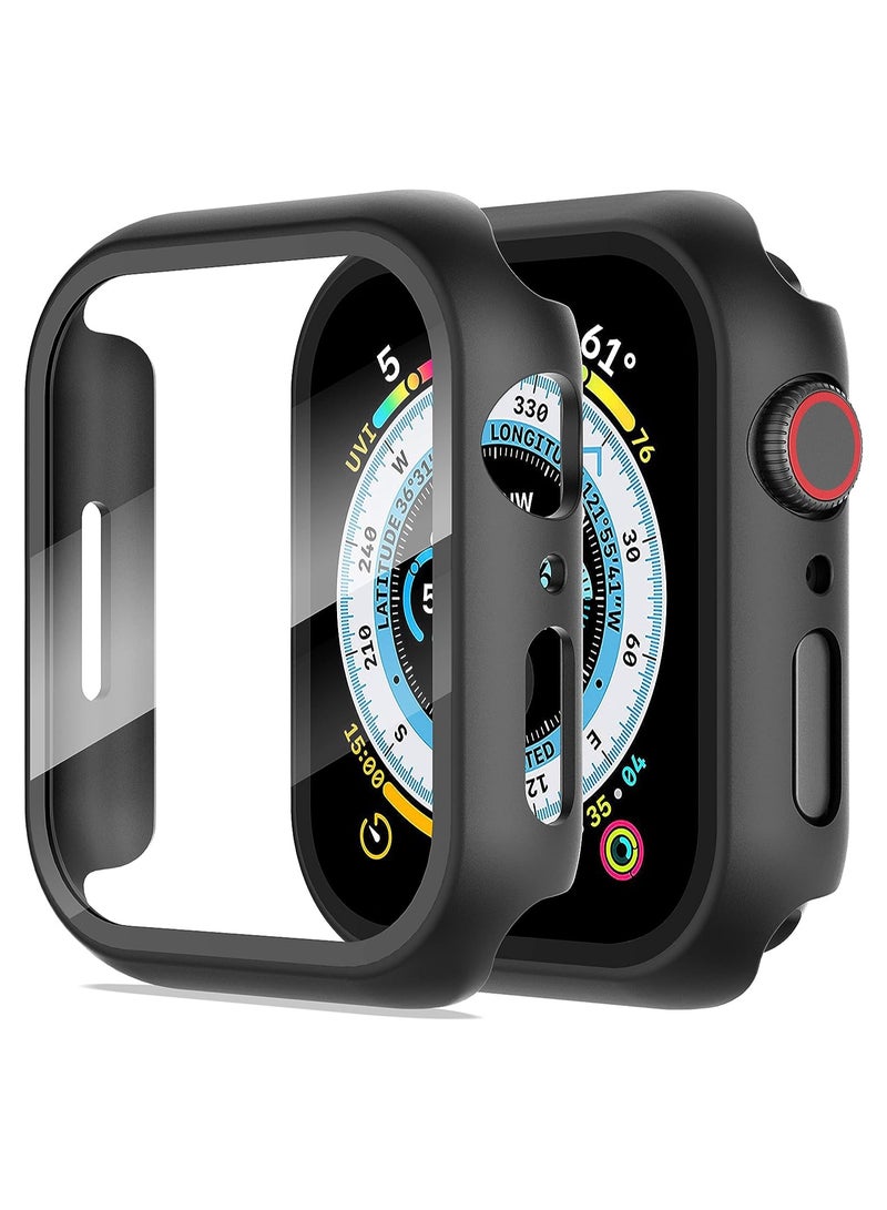 Protective Case With Tempered Glass Screen Protector For Apple Watch 44 mm Black/Clear Black/Clear - Image 1