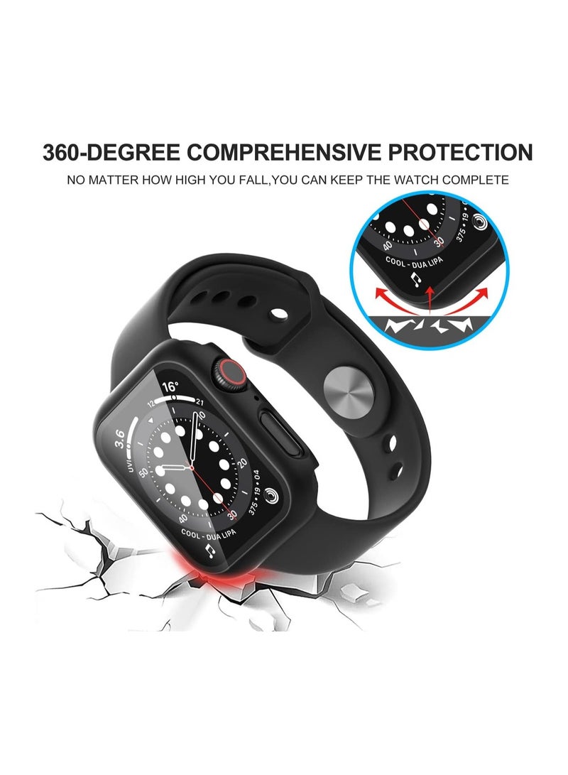 Protective Case With Tempered Glass Screen Protector For Apple Watch 44 mm Black/Clear Black/Clear - Image 2
