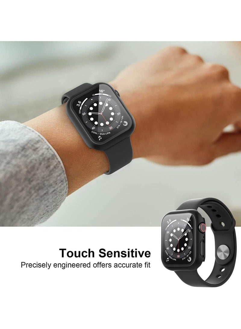 Protective Case With Tempered Glass Screen Protector For Apple Watch 44 mm Black/Clear Black/Clear - Image 4