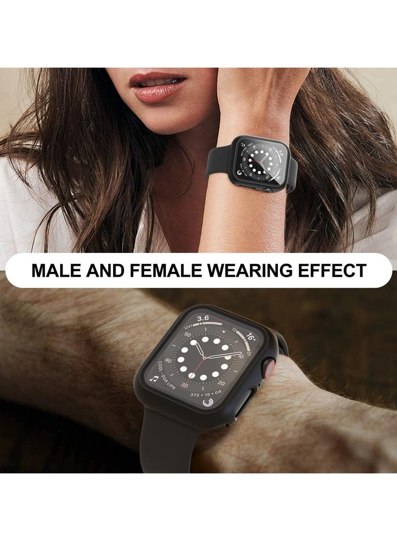 Protective Case With Tempered Glass Screen Protector For Apple Watch 44 mm Black/Clear Black/Clear - Image 5