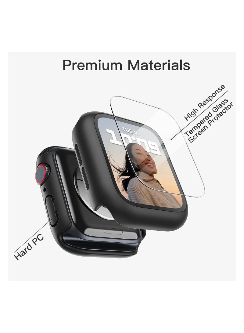 Protective Case With Tempered Glass Screen Protector For Apple Watch 44 mm Black/Clear Black/Clear - Image 3