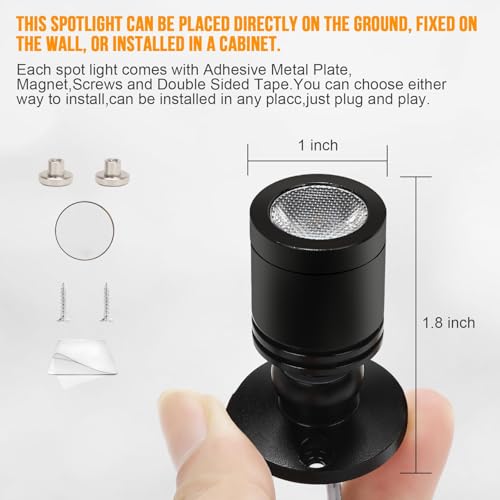 Taysing LED Spot Light Indoor Little Mini Spotlight Accent Lights for Display, Paintings, Pictures, Plants, Jewelry, Shelves, Cabinets, Posters, Showcase(Soft White-2 Pack Push Switch) - Image 5