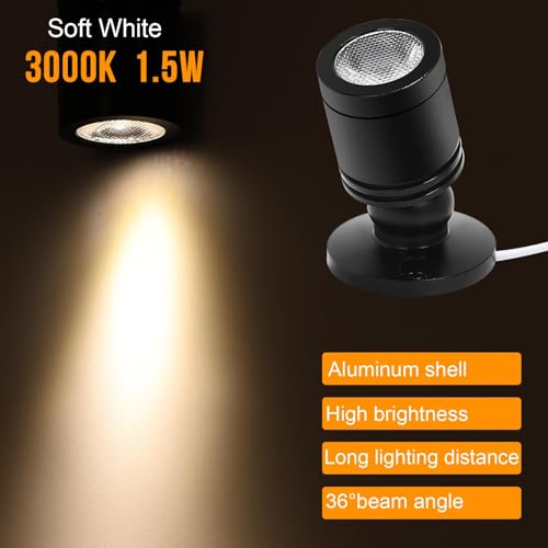 Taysing LED Spot Light Indoor Little Mini Spotlight Accent Lights for Display, Paintings, Pictures, Plants, Jewelry, Shelves, Cabinets, Posters, Showcase(Soft White-2 Pack Push Switch) - Image 2