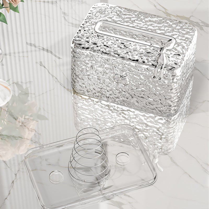 Water Corrugated Tissue Box Living Room Desktop Transparent Glacier Pattern Paper Box Household Coffee Table Napkin Plastic Storage Box(Cream White Rabbit) - Image 5