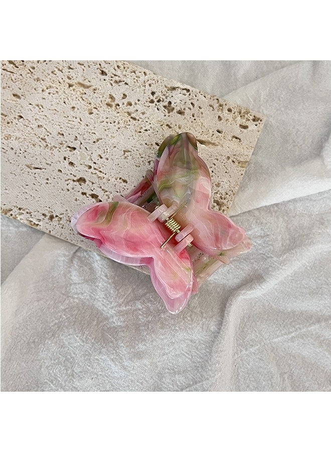 Beyond 2 Pcs Butterfly Hair Clip, Acetat Hair Claw Clips, Hair Clamps Jaw Clips for Thin and Medium Hair (Green+Pink) - Image 4