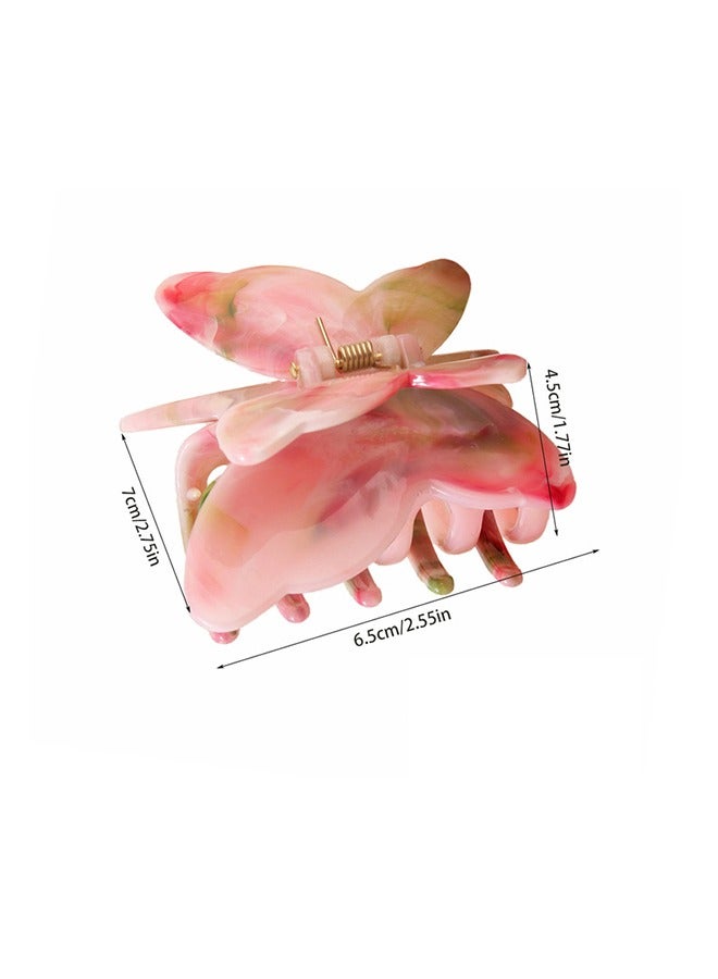 Beyond 2 Pcs Butterfly Hair Clip, Acetat Hair Claw Clips, Hair Clamps Jaw Clips for Thin and Medium Hair (Green+Pink) - Image 2