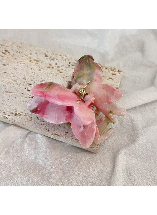 Beyond 2 Pcs Butterfly Hair Clip, Acetat Hair Claw Clips, Hair Clamps Jaw Clips for Thin and Medium Hair (Green+Pink) - Image 3