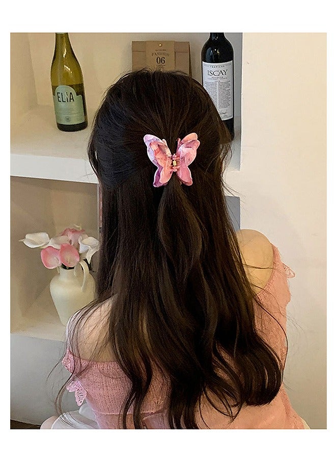 Beyond 2 Pcs Butterfly Hair Clip, Acetat Hair Claw Clips, Hair Clamps Jaw Clips for Thin and Medium Hair (Green+Pink) - Image 5