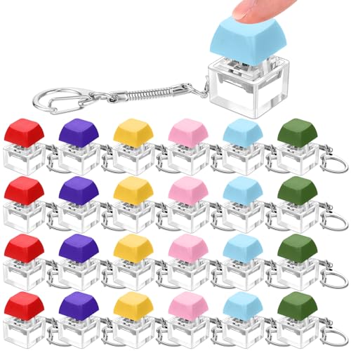Nosiny 24 Pcs Keyboard Fidget Toys Keyboard Fidget Keychains for Adults Finger Stress Relief Keycap Decompression GiftsBright Colors - Image 1