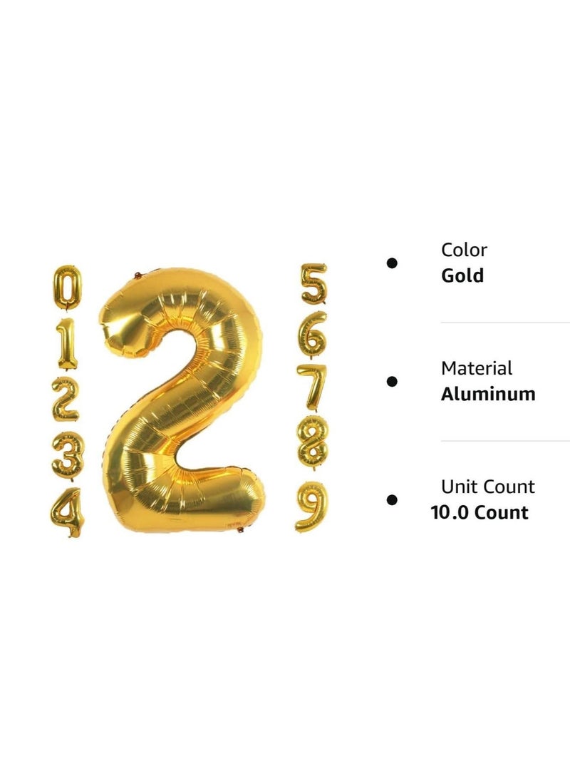40 Inch Gold Digit Helium Foil Birthday Party Balloons Number 0 To 9  - Image 5