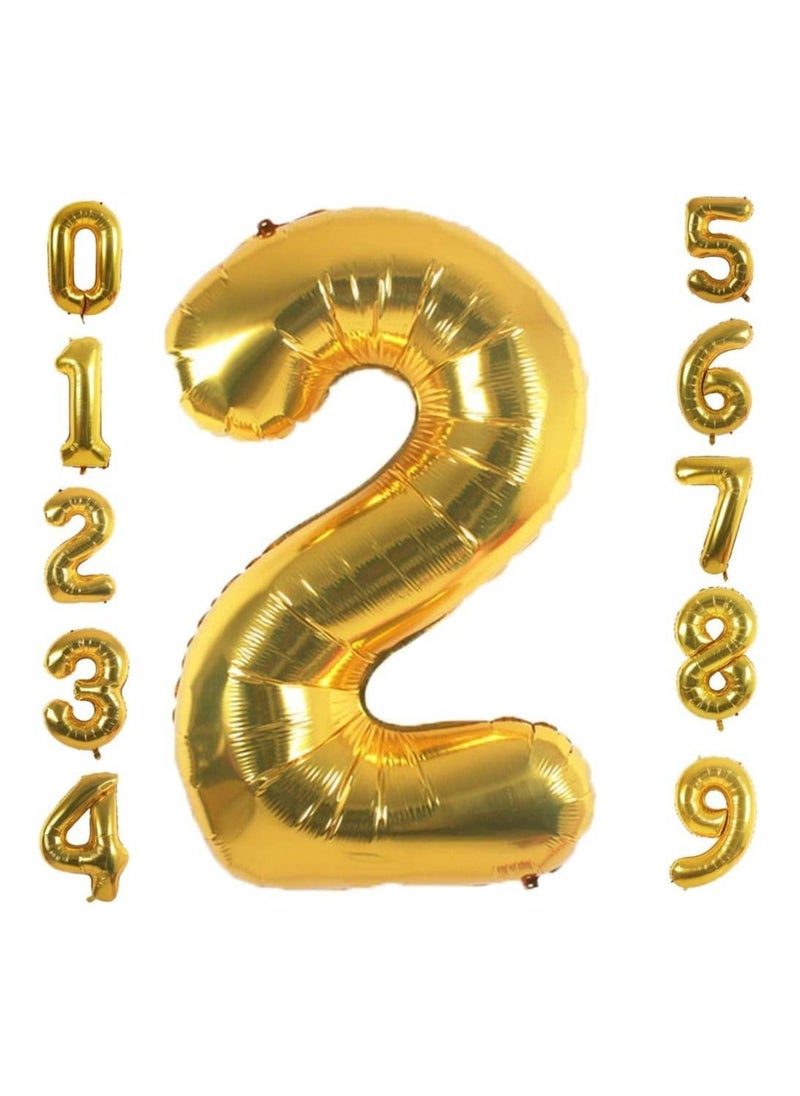 40 Inch Gold Digit Helium Foil Birthday Party Balloons Number 0 To 9  - Image 1