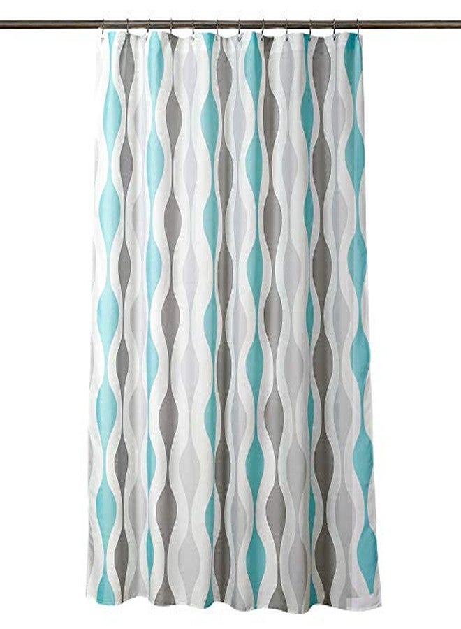 Lush Decor Mid Century Geo Shower Curtain, 72" x 72", Blue & Gray - Image 5