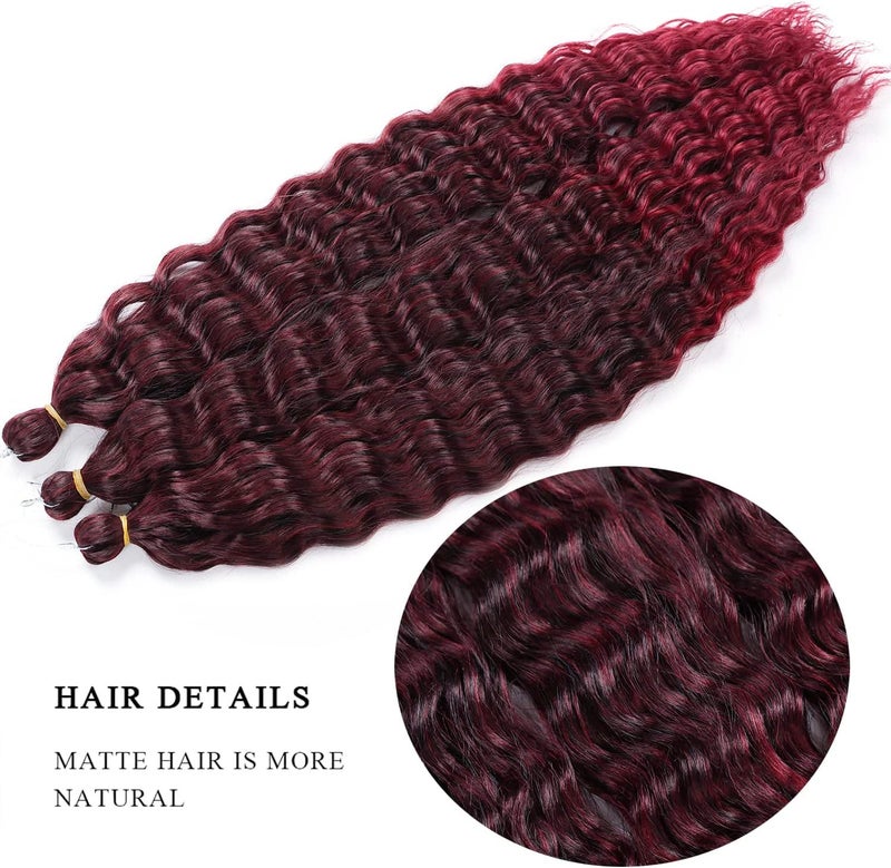 MAYSA Ocean Wave Crochet hair 22 inch Curly Braiding Hair Extensions 6Packs Loose Hair Crochet for Women #1BTBurg - Image 3
