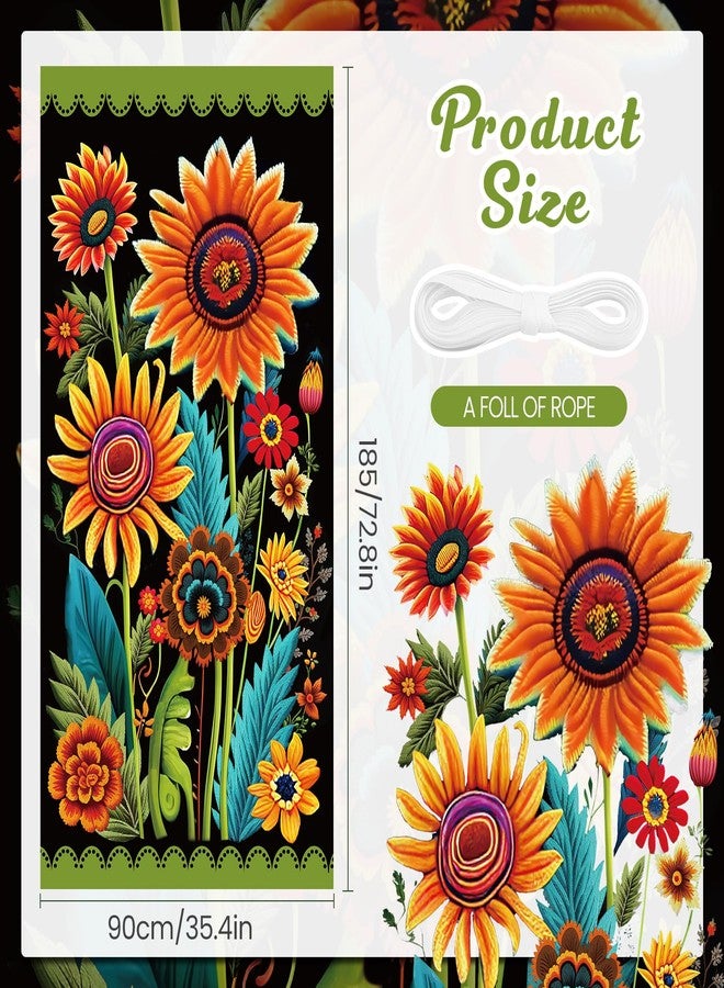 Yoirrat Spring Sunflower Door Banner - Black, Seasonal, Porch, Front Door Cover Background for Autumn, Fall, Outdoor, Home, Garden, Holiday - Image 3