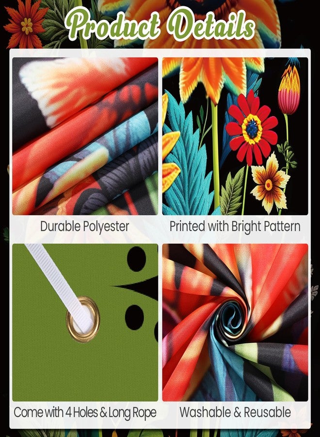 Yoirrat Spring Sunflower Door Banner - Black, Seasonal, Porch, Front Door Cover Background for Autumn, Fall, Outdoor, Home, Garden, Holiday - Image 2