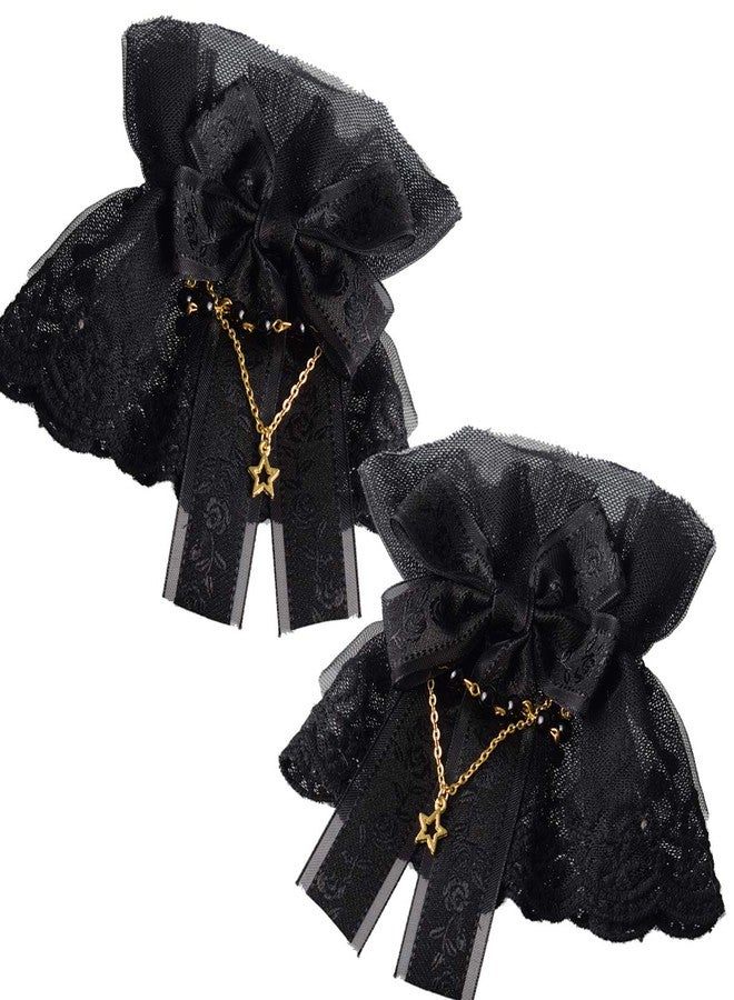 BLESSUME Lolita Lace Cuffs Steampunk Wrist Cuff Bracelet (Black 10(1pr)) - Image 1