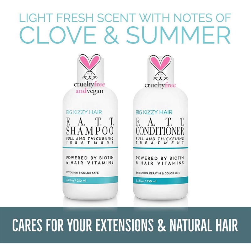 Big Kizzy Volumizing & Thickening Biotin Shampoo & Conditioner Set - F.A.T.T. by Big Kizzy, Gentle Hair Care Safe for Extensions, Color & Keratin Treatments - Strengthens & Nourishes Fragile Hair - Image 5