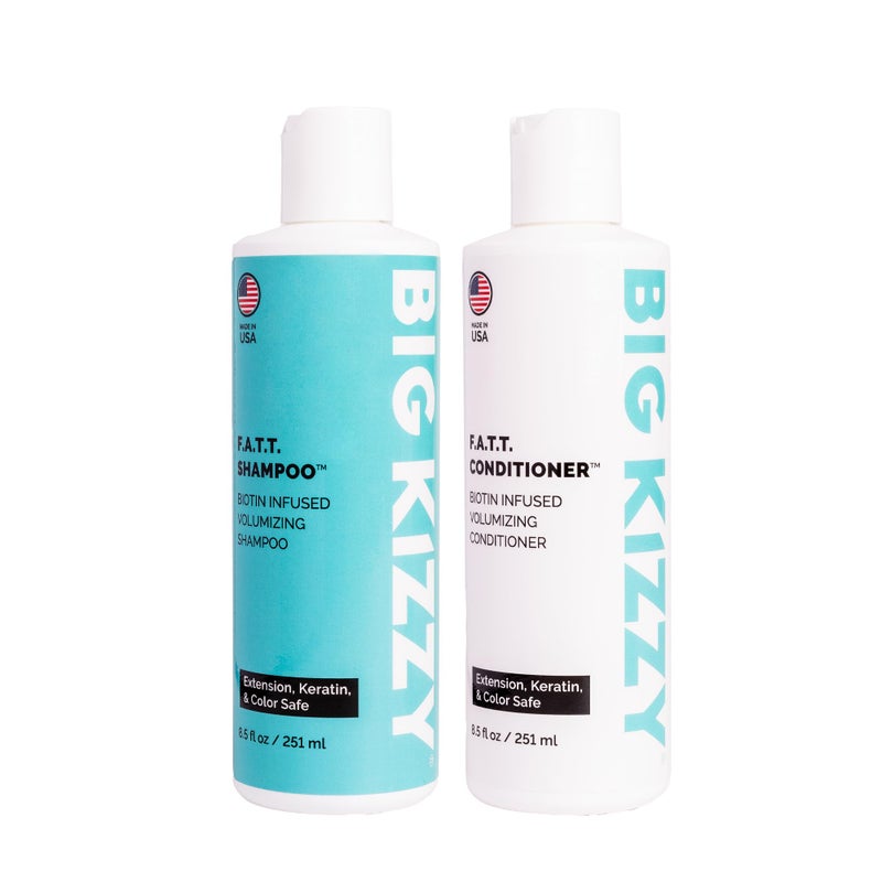 Big Kizzy Volumizing & Thickening Biotin Shampoo & Conditioner Set - F.A.T.T. by Big Kizzy, Gentle Hair Care Safe for Extensions, Color & Keratin Treatments - Strengthens & Nourishes Fragile Hair - Image 1
