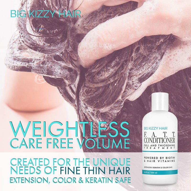 Big Kizzy Volumizing & Thickening Biotin Shampoo & Conditioner Set - F.A.T.T. by Big Kizzy, Gentle Hair Care Safe for Extensions, Color & Keratin Treatments - Strengthens & Nourishes Fragile Hair - Image 3