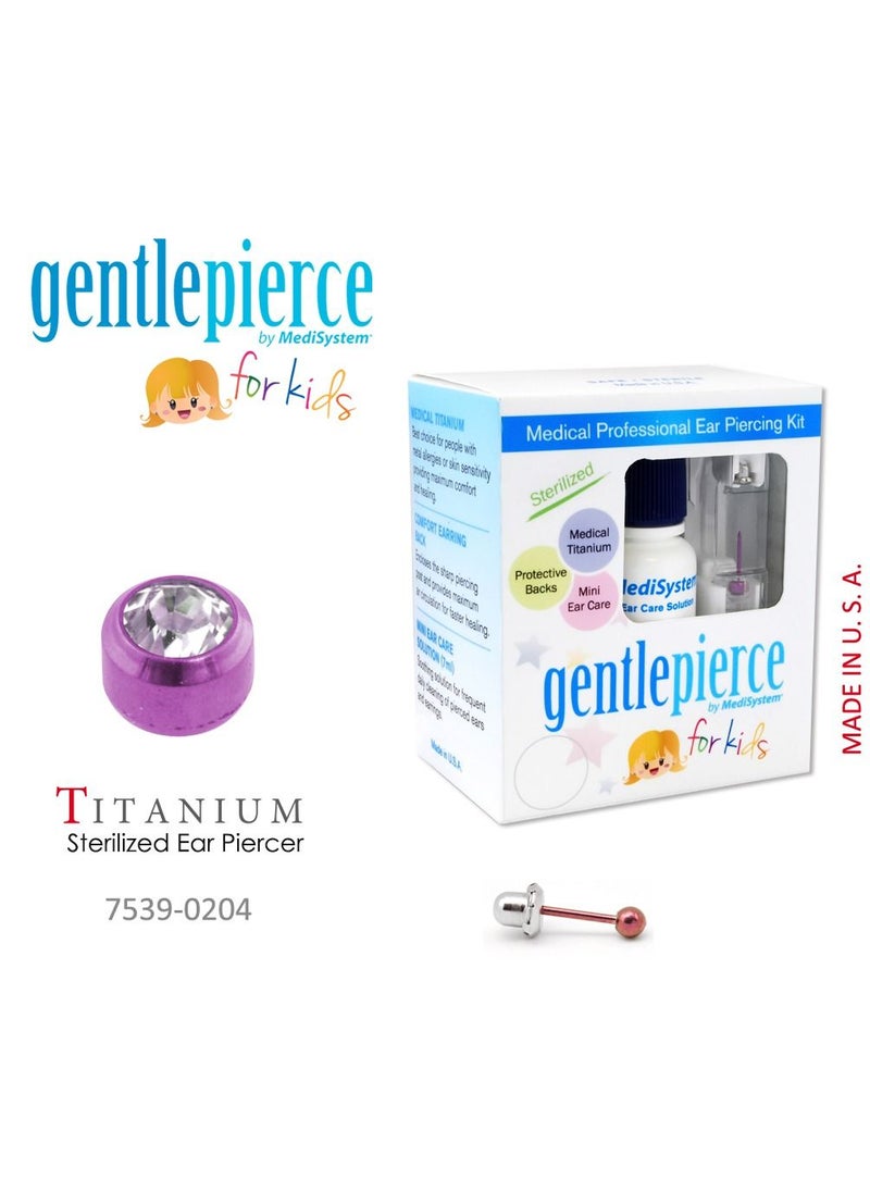 MediSystem Ear Piercing kit at Home Made from Purple Titanium 3mm Crystal Bezel Made in USA  - Image 1