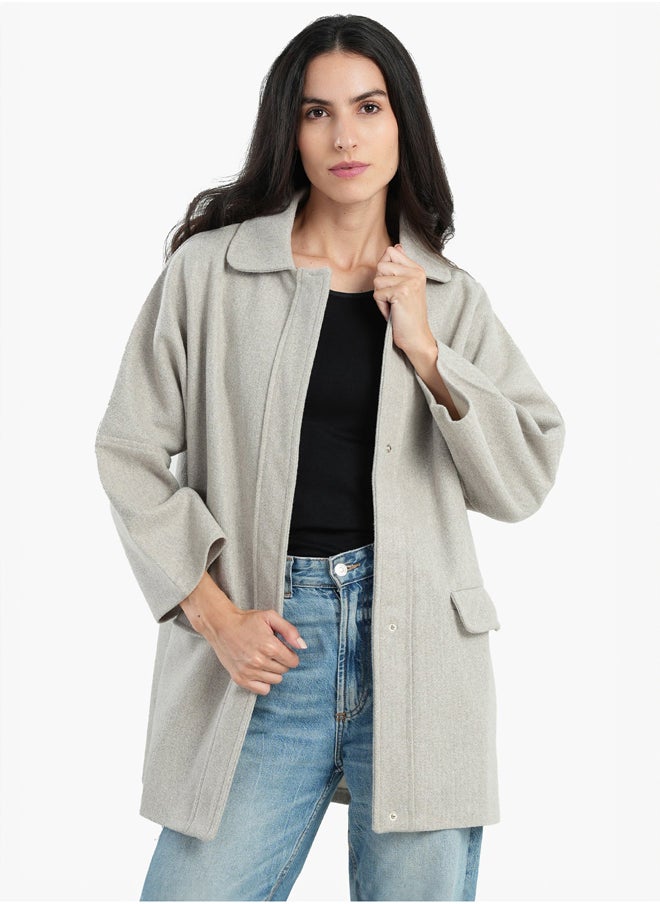 Clue - Wool Blend Collared Coat - Image 1