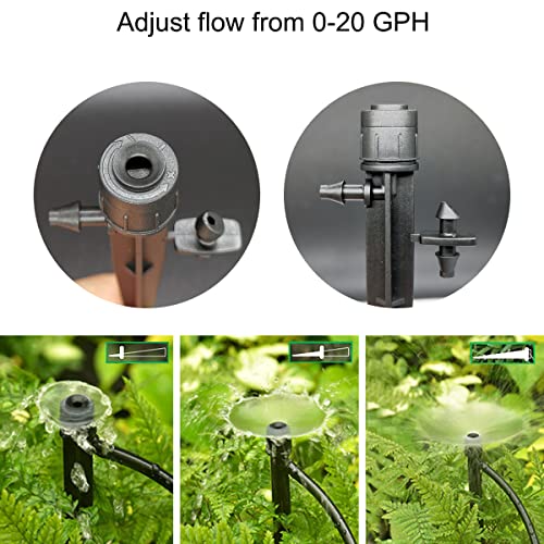 Topiverse 25 Pcs Drip Irrigation Emitters, Adjustable Flow 0-20 GPH Irrigation Drippers with Stake, Full Circle Flow Sprinkler Head, Micro Sprinkler for Garden Patio Lawn Flower Bed - Image 2