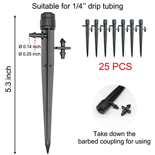Topiverse 25 Pcs Drip Irrigation Emitters, Adjustable Flow 0-20 GPH Irrigation Drippers with Stake, Full Circle Flow Sprinkler Head, Micro Sprinkler for Garden Patio Lawn Flower Bed - Image 3
