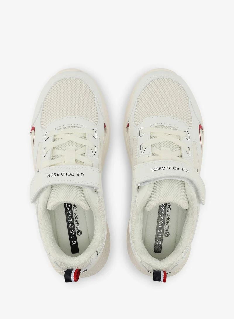 U.S. Polo Assn. white Kids White Low-Top Casual Sneakers with Velcro Strap - Sleek Everyday Style and Comfort for Effortless Wear for Kids | Best Price UAE