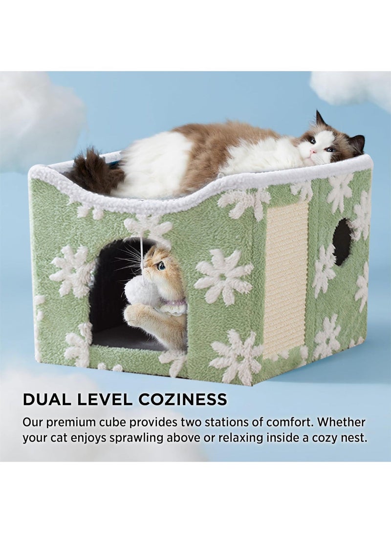 XiuWoo Large Indoor Cat Beds, Foldable Kitten House, Cat Cave, Small Aminal Hideawa, Condo Cat Cube for Pet Cube with Fluffy Ball Hanging - Image 4