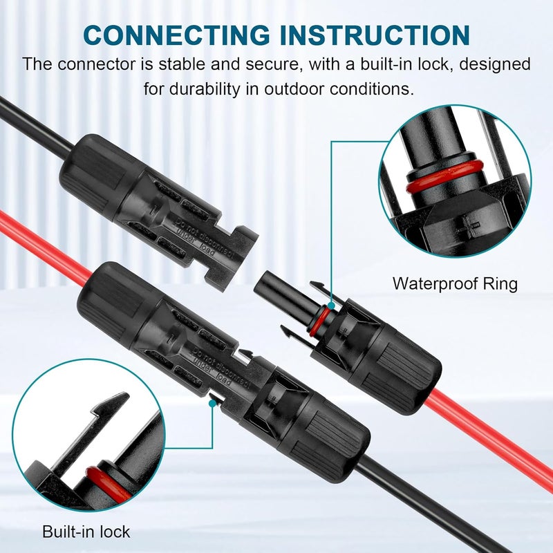 Kimbluth 10 AWG Solar Extension Cable 50FT, Flexible Solar Panel Wire with Male to Female Connector Parallel Tinned Copper Wire for Solar Panel, Automotive, RV, Boat, Outdoors - Image 4