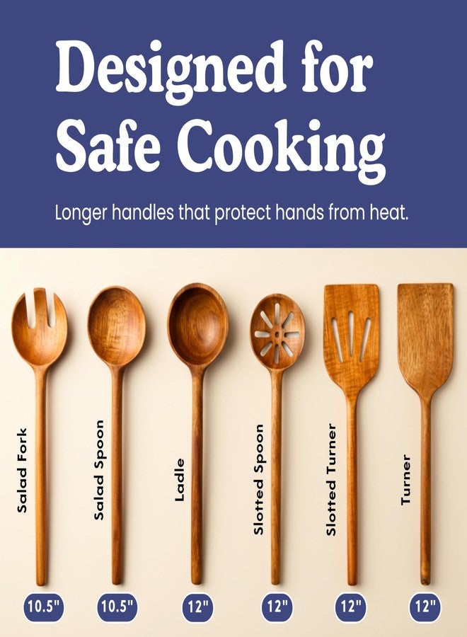 Ziruma Non-Toxic Cooking Utensils – 6-Piece Kitchen Utensils Set, Glue-Free & One-Piece Wooden Spoons for Cooking, Natural Wooden Utensil Set with Plant-Based Finish, Free of Forever Chemicals - Image 5