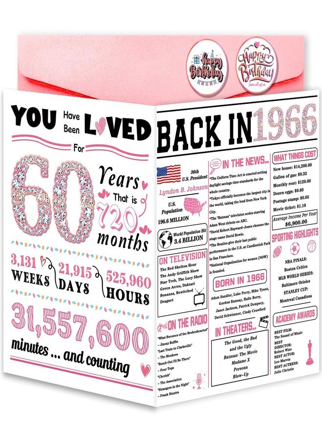 ATTLVV Happy 60th Birthday Card for Her, Funny 60 Year Old Gifts for Women, Big 60th Birthday Decorations for Mom Wife Sister Friend,Large 60 Birthday Card - Image 1