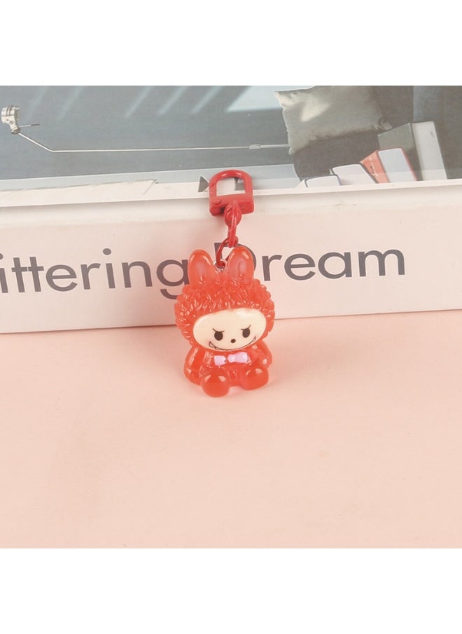 NIBEMINENT Resin Cartoon Cute Flocking LABUBU Keychain, Pendant Doll Accessory Key Chain Gift 