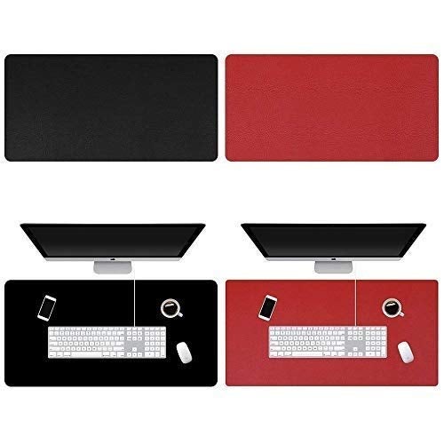 NJ PU Leather Desk Blotter,Laptop Desk Mat, Dual-Sided (Black/Red), Non Slip blotter with Comfortable Writing Surface Waterproof, Mouse Pad for Desktops and Laptops, Gaming Mouse Pad: 88x44 cm - Image 1