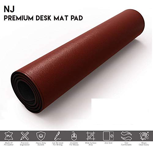 NJ PU Leather Desk Blotter,Laptop Desk Mat, Dual-Sided (Black/Red), Non Slip blotter with Comfortable Writing Surface Waterproof, Mouse Pad for Desktops and Laptops, Gaming Mouse Pad: 88x44 cm - Image 5