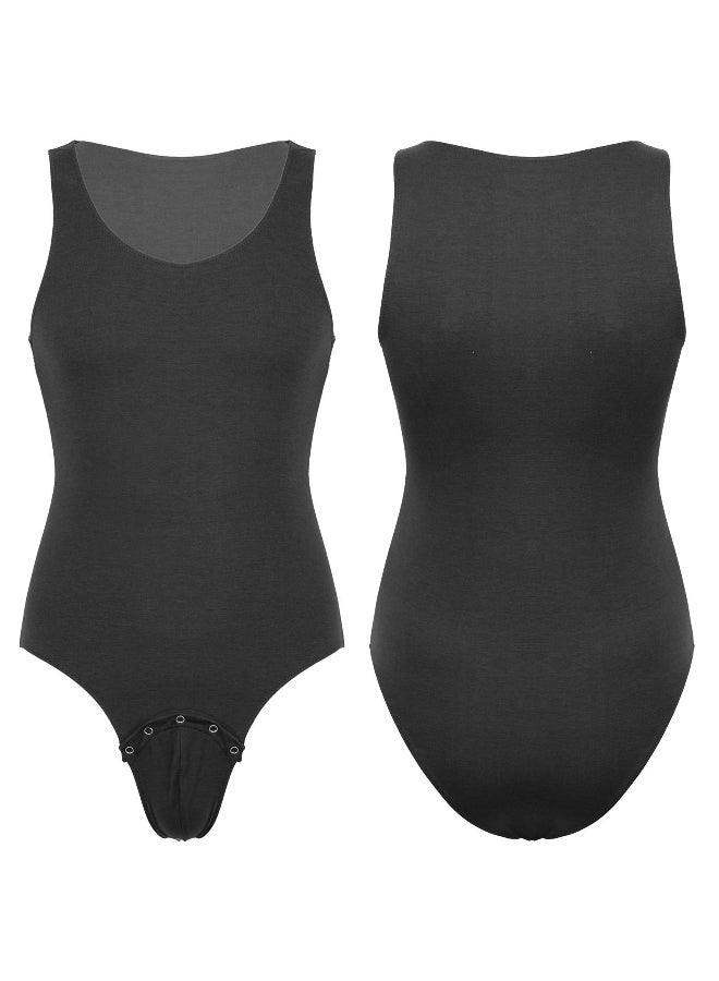 Mens One Piece Sleeveless Press Crotch Vest Shirt Sportswear Jumpsuit Bodysuit Pajamas Adult Playsuit