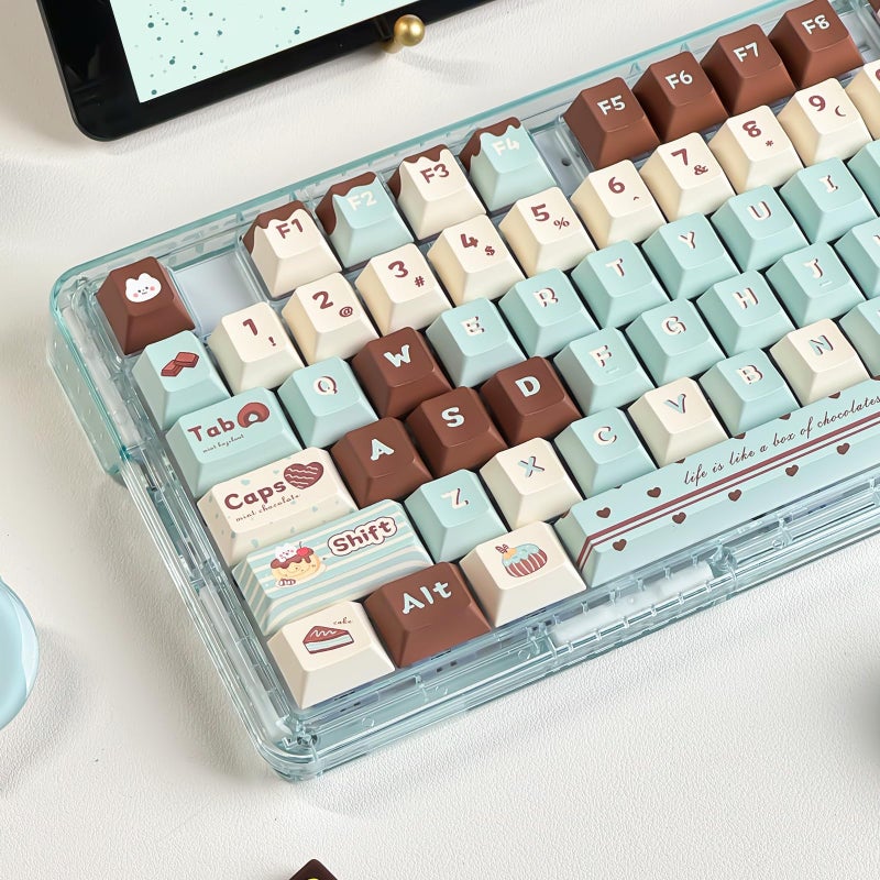 COOMICKEY PBT Keycaps, Cute Keycaps 60% Percent 152 Keys Cherry Profile Custom Keycap Set for Cherry Gateron MX Switches Mechanical Keyboardï¼ˆMint Chocolateï¼‰ - Image 4
