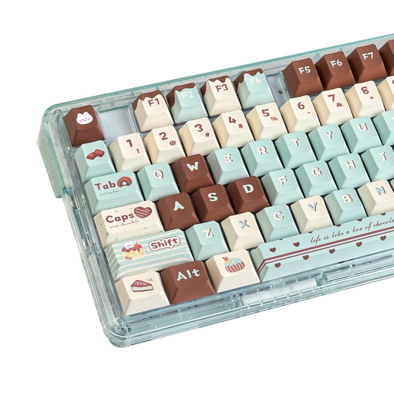 COOMICKEY PBT Keycaps, Cute Keycaps 60% Percent 152 Keys Cherry Profile Custom Keycap Set for Cherry Gateron MX Switches Mechanical Keyboardï¼ˆMint Chocolateï¼‰ - Image 1