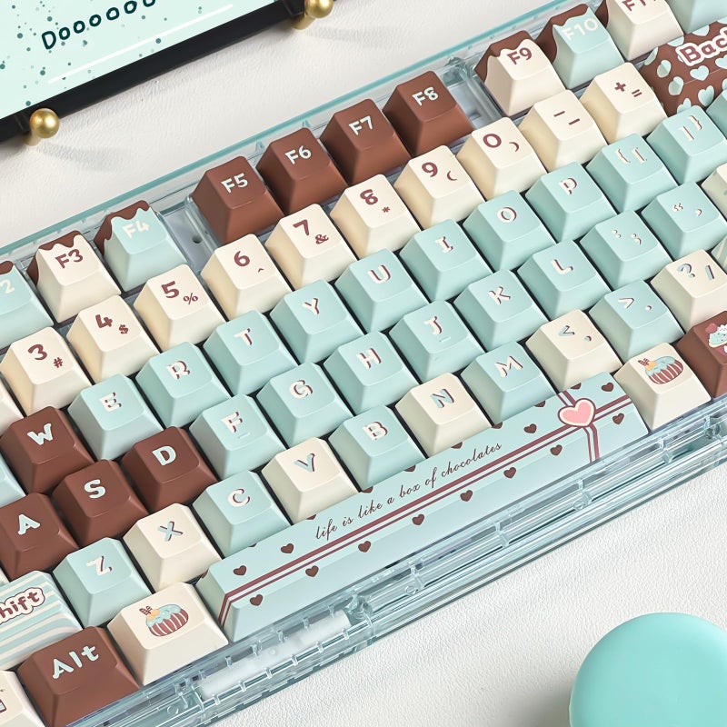 COOMICKEY PBT Keycaps, Cute Keycaps 60% Percent 152 Keys Cherry Profile Custom Keycap Set for Cherry Gateron MX Switches Mechanical Keyboardï¼ˆMint Chocolateï¼‰ - Image 5