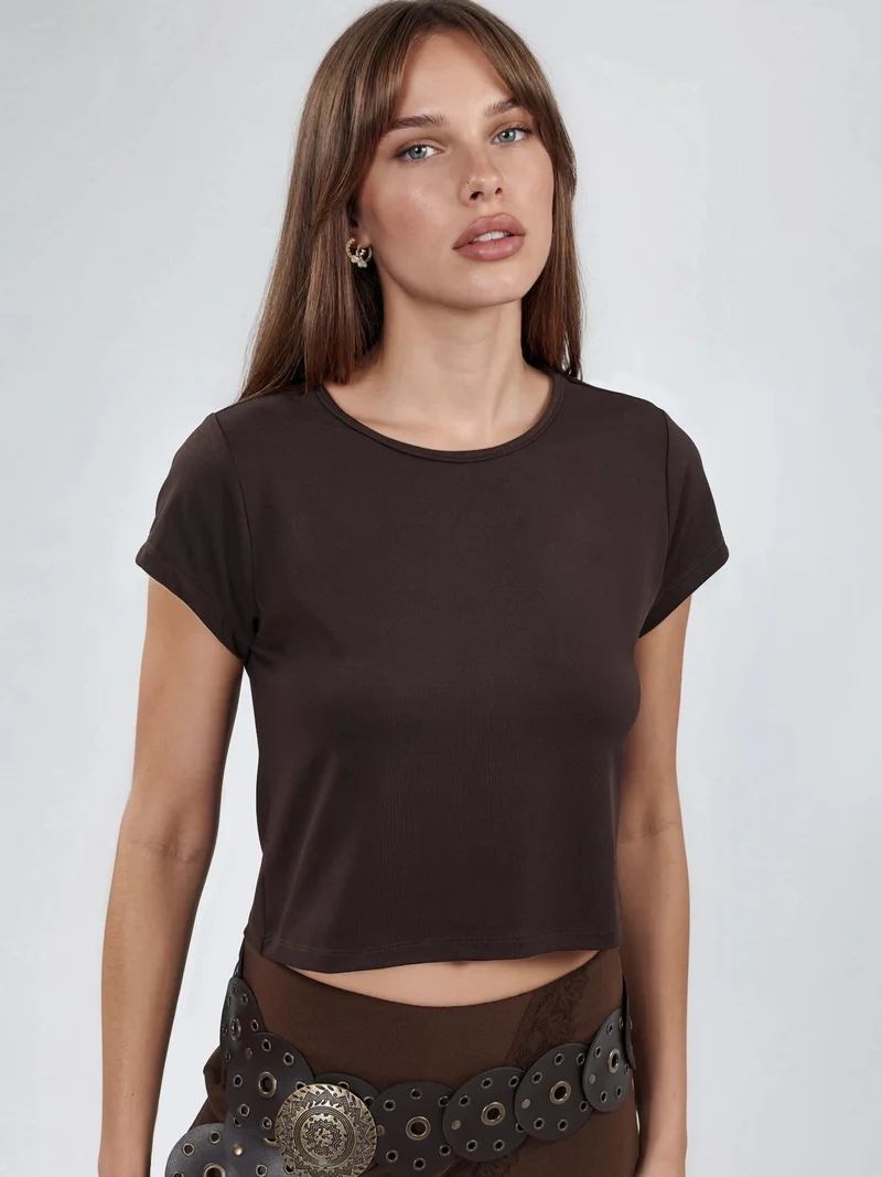 بوسيم BUSEM Slim Fit Crop Jersey Top